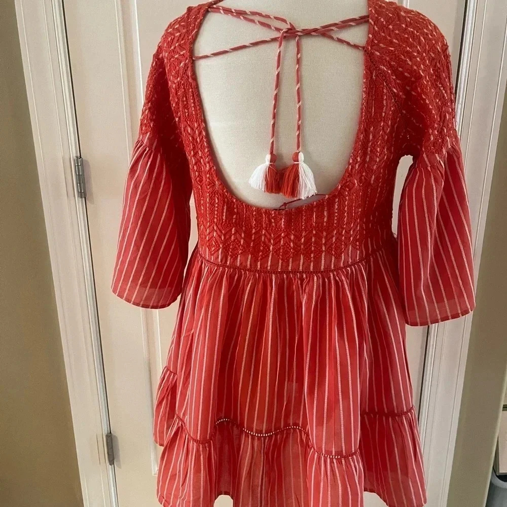 Free People Lola Capri/ Tunic dress-Red-XS - Picture 3 of 11
